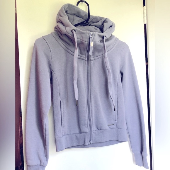 MONDETTA | Warm Zip Up Crop Hoodie | Lilac | XS - Picture 1 of 3